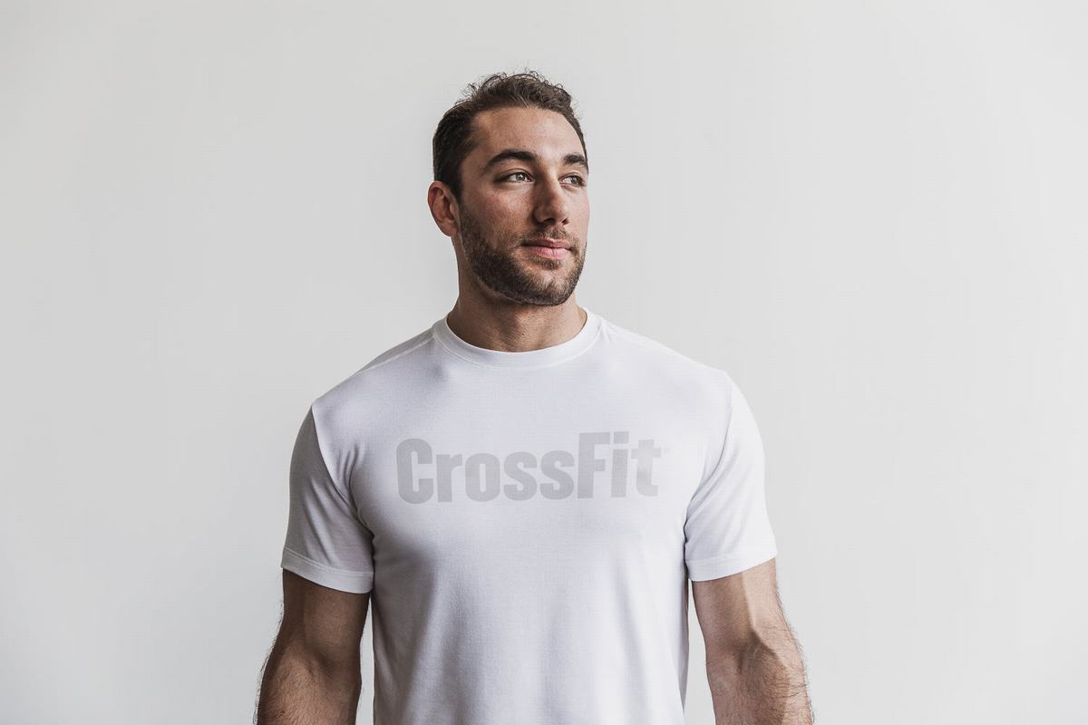 Nobull Crossfit® Men's T Shirts White | Australia (DQ3028)